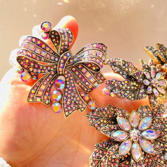 HEIDI DAUS Crystal Floral Necklace & Matching Earrings NWOT Original Box - Picture 5 of 10